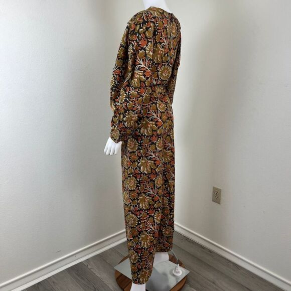 Mille Women Size M Eva Sunset Floral Puff Sleeve Wide Leg Cotton NEW Jumpsuit - Picture 10 of 15